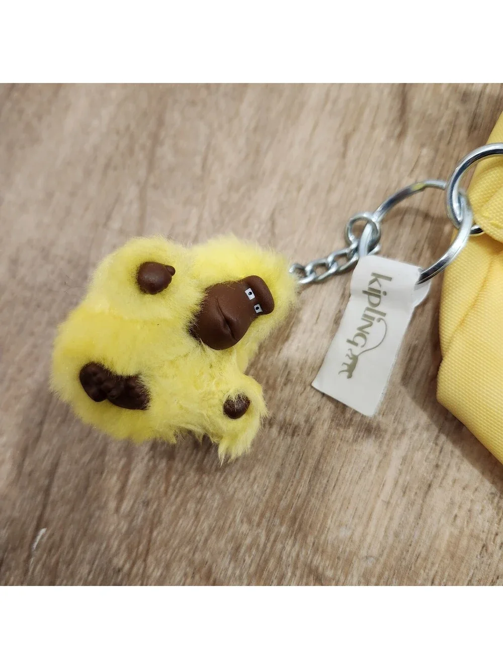 Kipling Freedom Nylon Pencil Cosmetic Case Pouch Yellow w/ Leila Monkey Keychain